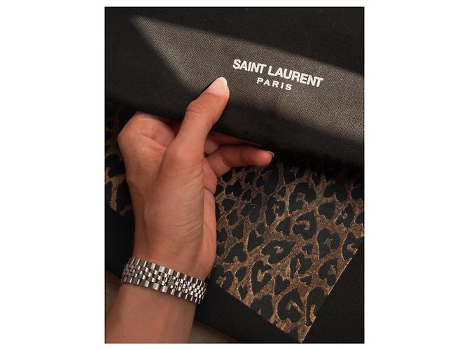 YSL Saint Laurent Send Nudes limited edition leopard tote bag Black Golden - view 3
