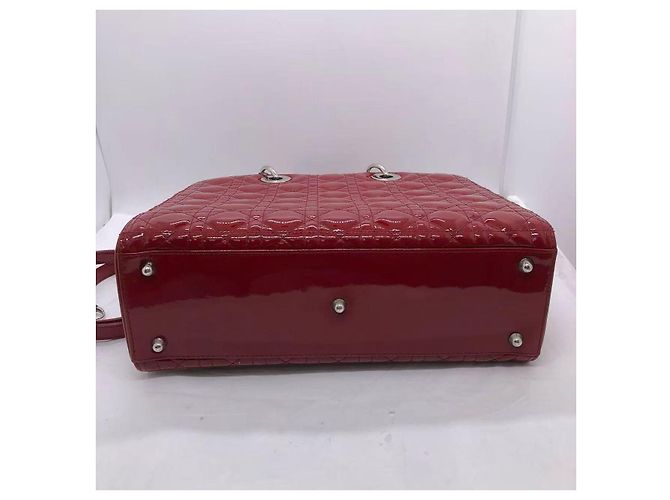 Christian Dior Grande borsa Lady Dior in pelle verniciata rossa - vista 6