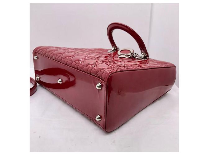 Christian Dior Grande borsa Lady Dior in pelle verniciata rossa - vista 7