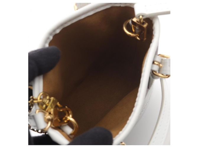 Borsa a mano Nano Bucket Louis Vuitton Marrone Bianco - vista 3