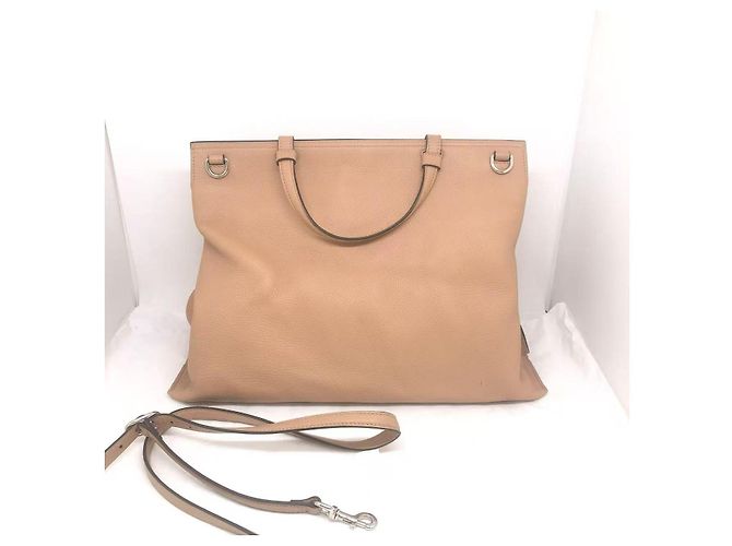 Borsa in pelle beige Gucci Medium Daily Bamboo con manico superiore - vista 2