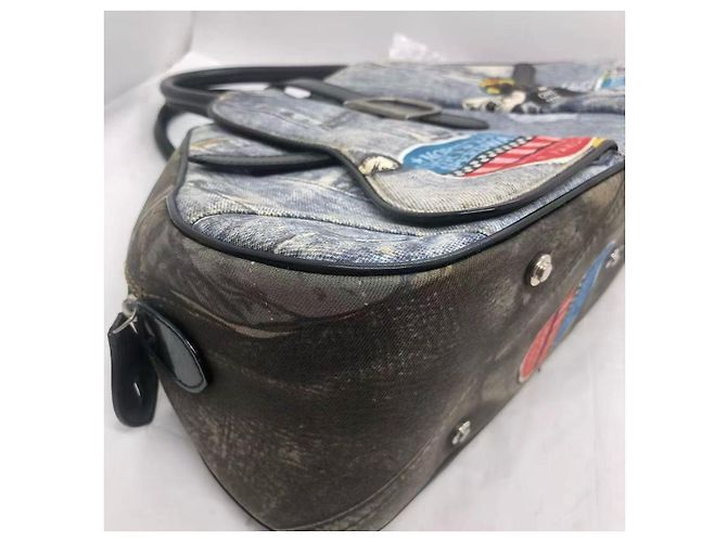 Borsa Bowler Speedway in denim strappato Christian Dior. Blu - vista 6