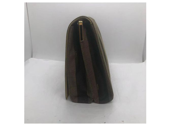 Borsa a Spalla Claudia in Tela Tabacco Fendi con Strisce Pequin - vista 3