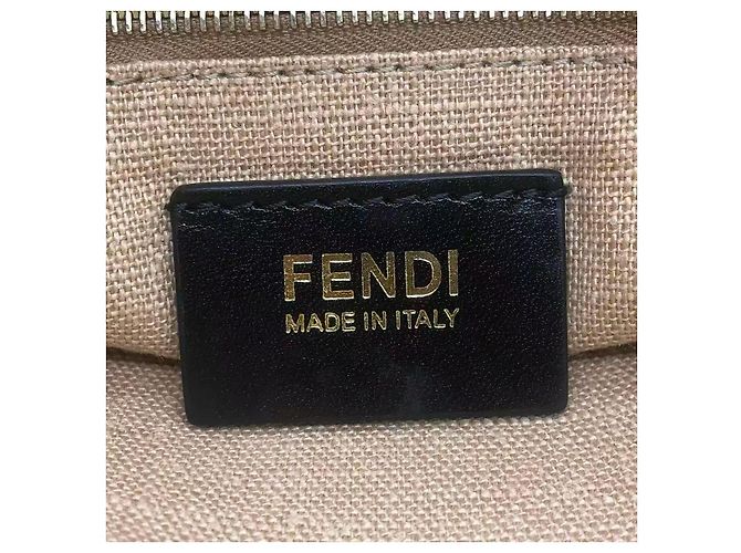 Borsa a Spalla Claudia in Tela Tabacco Fendi con Strisce Pequin - vista 9