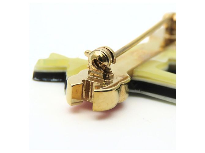 Spilla in metallo Chanel in nero, oro e rosa D'oro - vista 8