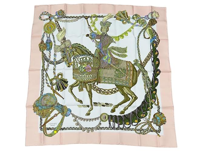 Hermès Le Timbalier Carré 90 Sciarpa Rosa Multicolore - vista 10