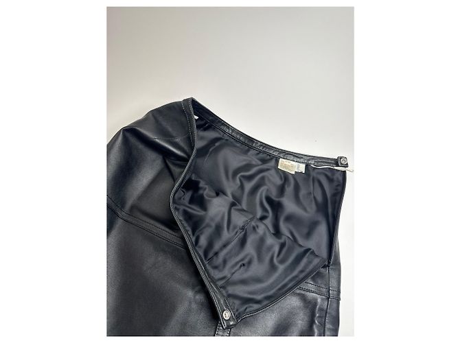 Courreges Vintage Courrèges Lederrock schwarz - Ansicht 11