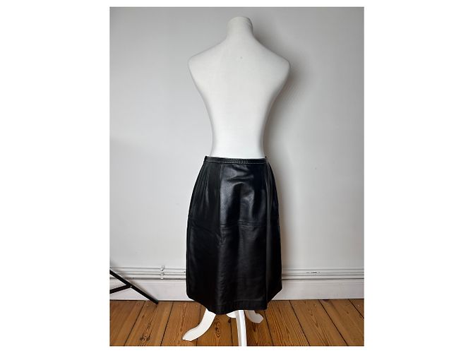 Courreges Vintage Courrèges Lederrock schwarz - Ansicht 3