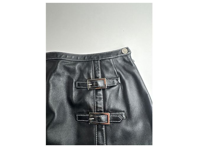 Courreges Vintage Courrèges Lederrock schwarz - Ansicht 6