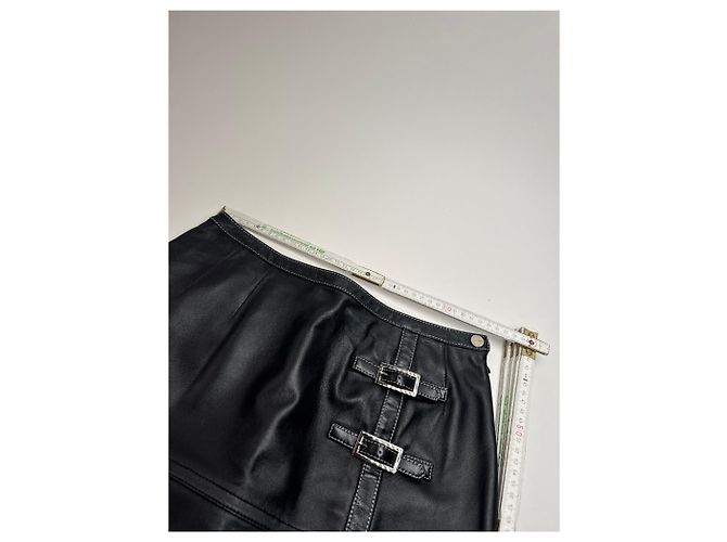 Courreges Vintage Courrèges Lederrock schwarz - Ansicht 8