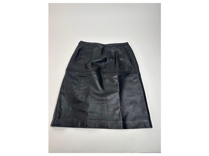 Courreges Vintage Courrèges Lederrock schwarz - Ansicht 9