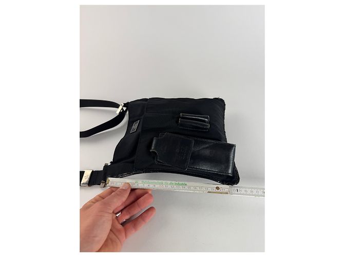 Vintage Gucci Multiway Leder-Polyester Tasche Schwarz - Ansicht 12