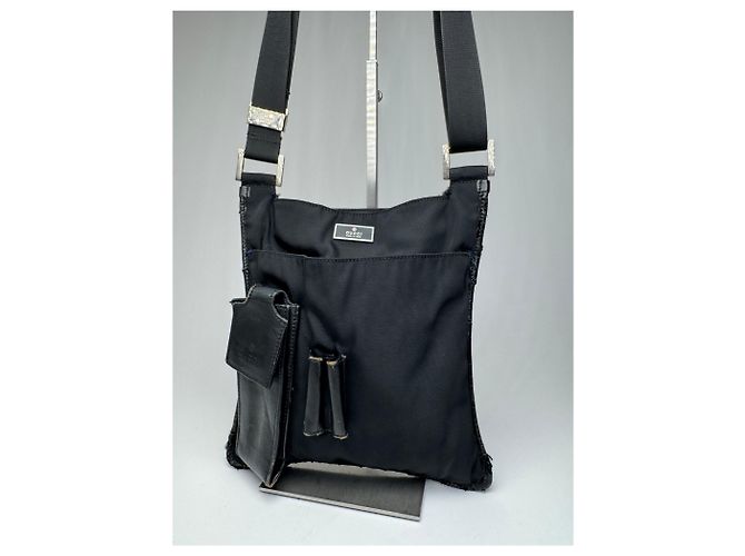 Vintage Gucci Multiway Leder-Polyester Tasche Schwarz - Ansicht 5