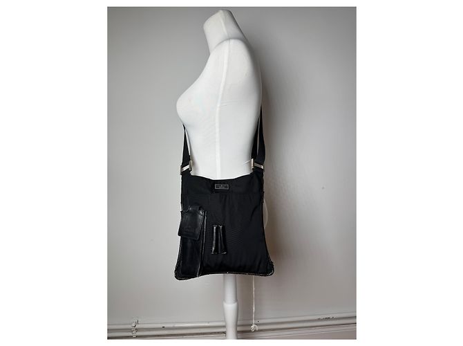 Vintage Gucci Multiway Leder-Polyester Tasche Schwarz - Ansicht 6