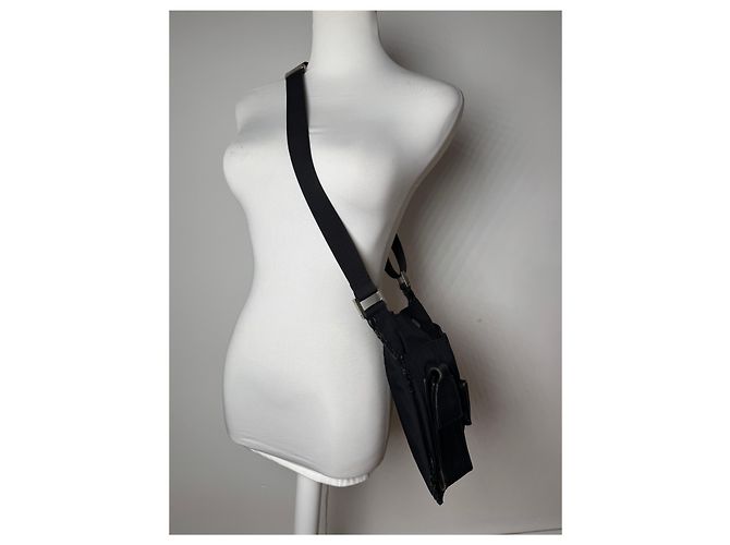 Vintage Gucci Multiway Leder-Polyester Tasche Schwarz - Ansicht 8