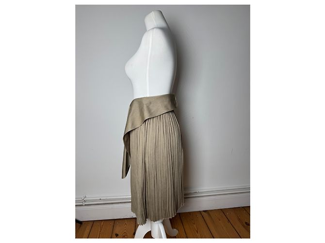 Gonna Plissettata Vintage Dior Khaki m Cachi - vista 2