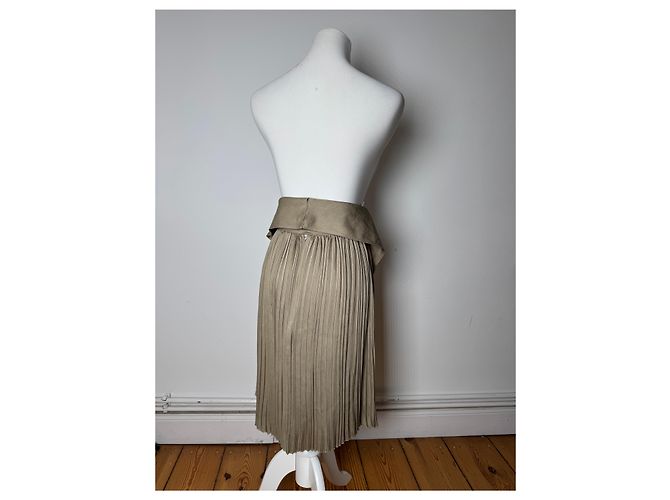 Gonna Plissettata Vintage Dior Khaki m Cachi - vista 3