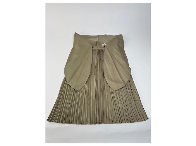 Gonna Plissettata Vintage Dior Khaki m Cachi - vista 4