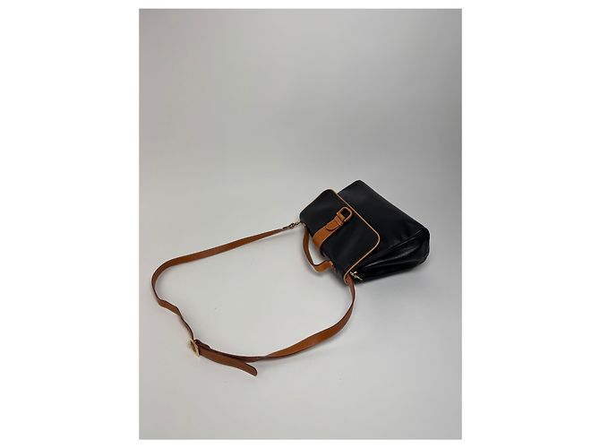 Vintage Courreges 2-Wege-Ledertasche schwarz und braun - Ansicht 10