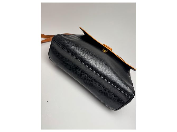Vintage Courreges 2-Wege-Ledertasche schwarz und braun - Ansicht 11