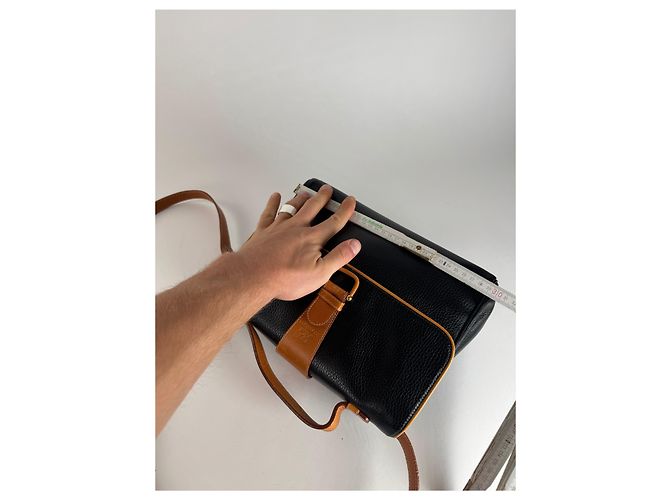 Vintage Courreges 2-Wege-Ledertasche schwarz und braun - Ansicht 12