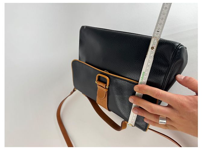 Vintage Courreges 2-Wege-Ledertasche schwarz und braun - Ansicht 13