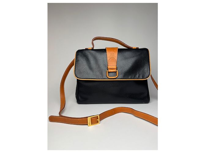 Vintage Courreges 2-Wege-Ledertasche schwarz und braun - Ansicht 14