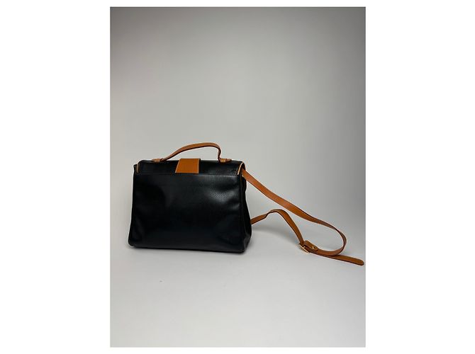 Vintage Courreges 2-Wege-Ledertasche schwarz und braun - Ansicht 2