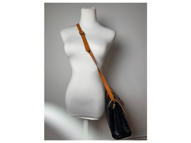 Vintage Courreges 2-Wege-Ledertasche schwarz und braun - Ansicht 6