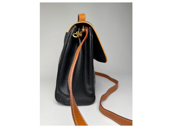 Vintage Courreges 2-Wege-Ledertasche schwarz und braun - Ansicht 7
