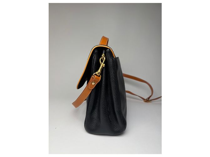 Vintage Courreges 2-Wege-Ledertasche schwarz und braun - Ansicht 9