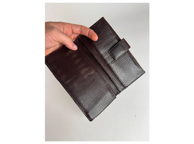 Vintage Gucci Monogram Canvas Leather Wallet Brown - view 4