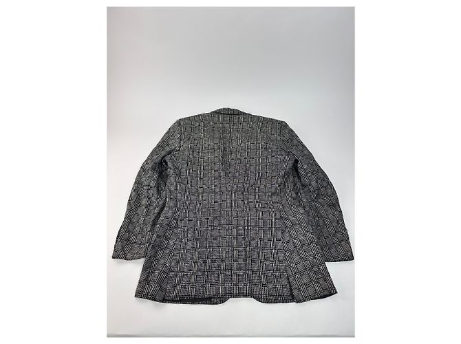 Vintage Balenciaga Karierter Wollblazer Grau Weiß Schwarz - Ansicht 13