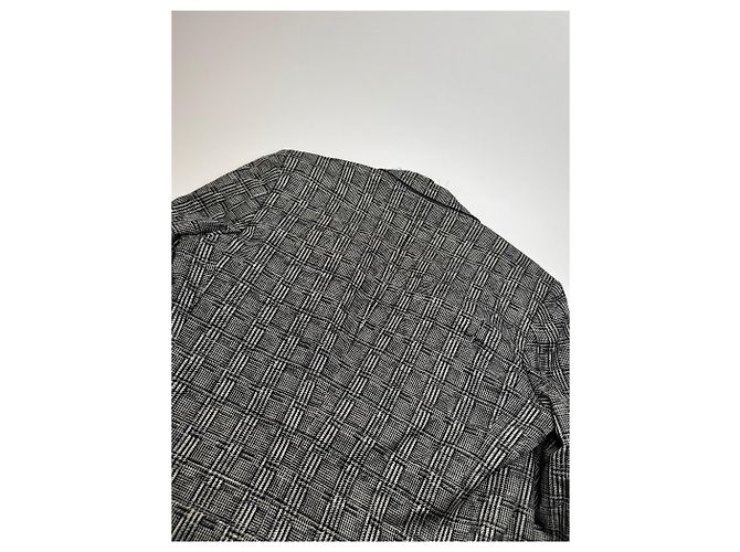 Vintage Balenciaga Karierter Wollblazer Grau Weiß Schwarz - Ansicht 14