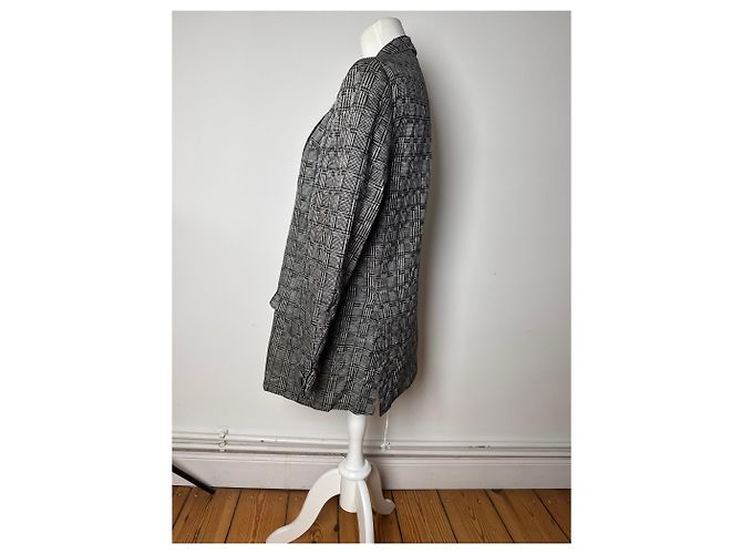 Vintage Balenciaga Karierter Wollblazer Grau Weiß Schwarz - Ansicht 2
