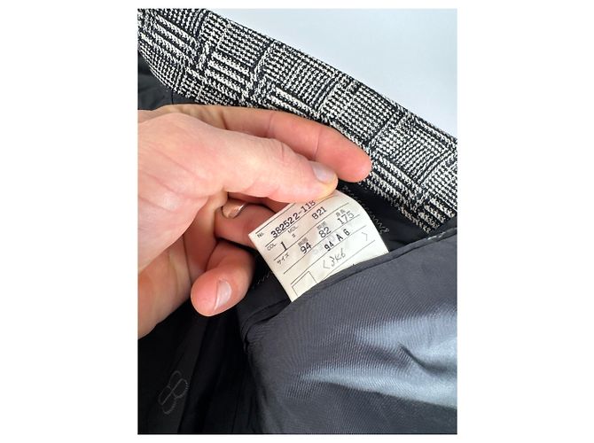 Vintage Balenciaga Karierter Wollblazer Grau Weiß Schwarz - Ansicht 6