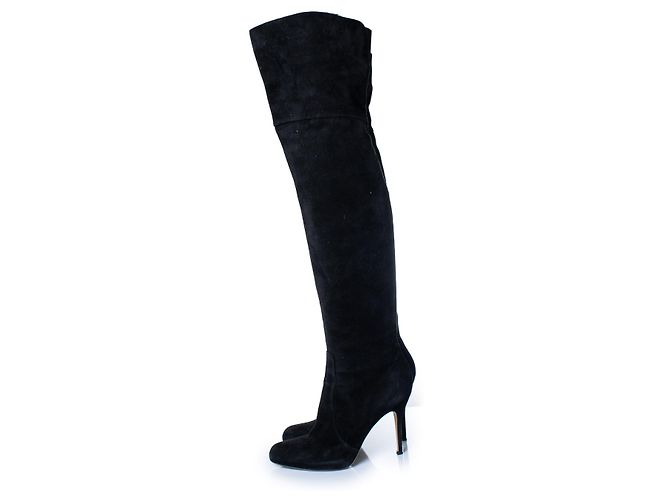 Stivali neri in suede sopra il ginocchio Gianvito Rossi Nero - vista 3