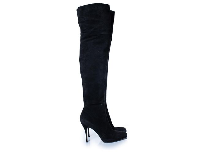 Stivali neri in suede sopra il ginocchio Gianvito Rossi Nero - vista 4