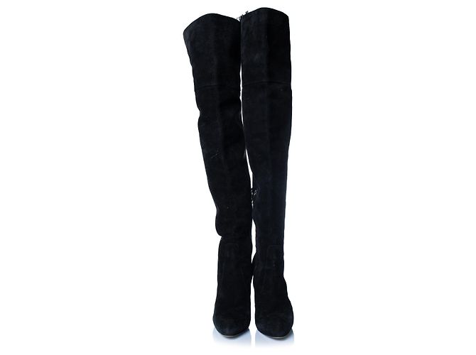 Stivali neri in suede sopra il ginocchio Gianvito Rossi Nero - vista 5