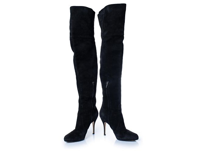 Stivali neri in suede sopra il ginocchio Gianvito Rossi Nero - vista 6