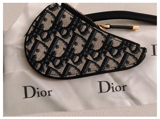 Christian Dior Saddle Monogram Wallet Black Grey Leather - view 2