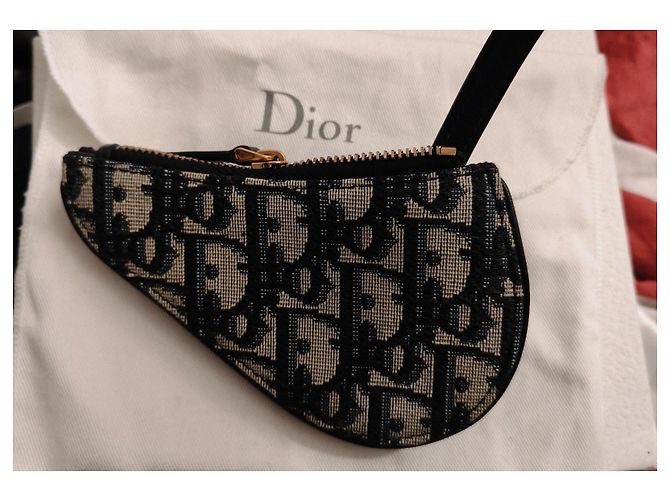 Christian Dior Saddle Monogram Wallet Black Grey Leather - view 3