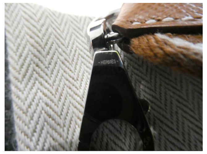 nova alça Hermès nunca usada em lona dourada comprimento 90cms Castanho claro - vista 3