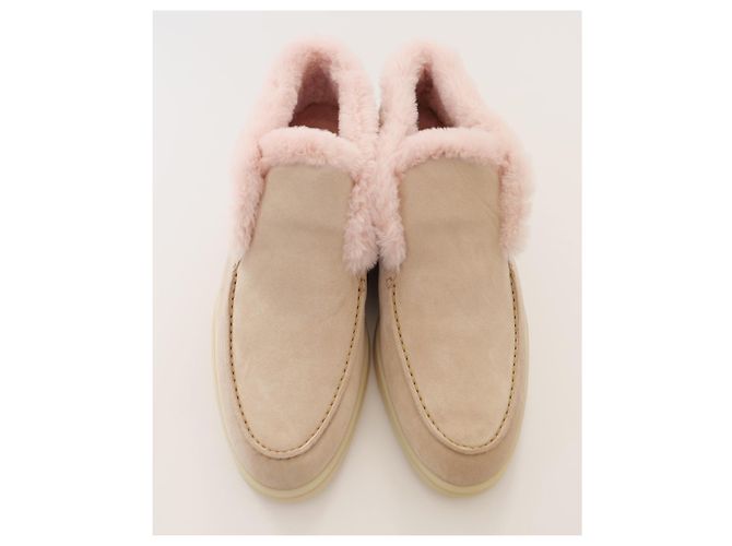 Stivaletti alla caviglia foderati in pelliccia Loro Piana Open Walk Rosa Pallido - vista 2