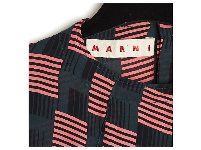 Marni Oversized Seidentop FR36 Afrikagrün Oversized Seidencrepe-Bluse UK8 US6 Mehrfarben - Ansicht 5