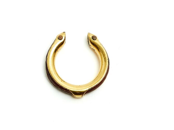 Hermès Anello Kyoto TDD49 Metallo Dorato Pelle Marrone US4.75 D'oro - vista 3