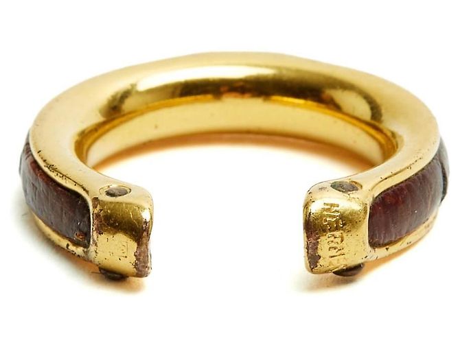 Hermès Anello Kyoto TDD49 Metallo Dorato Pelle Marrone US4.75 D'oro - vista 4
