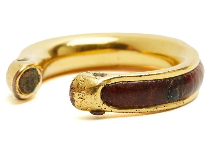 Hermès Anello Kyoto TDD49 Metallo Dorato Pelle Marrone US4.75 D'oro - vista 5
