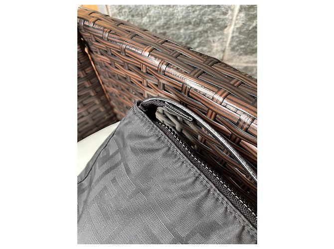 Borsa Fendi Baguette Mini Nera in Tessuto Nero - vista 7