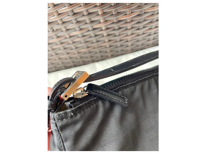 Borsa Fendi Baguette Mini Nera in Tessuto Nero - vista 8